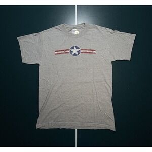 Vintage Budweiser Captain America T Shirt Mens Size Medium Beer Graphic Gray Y2K